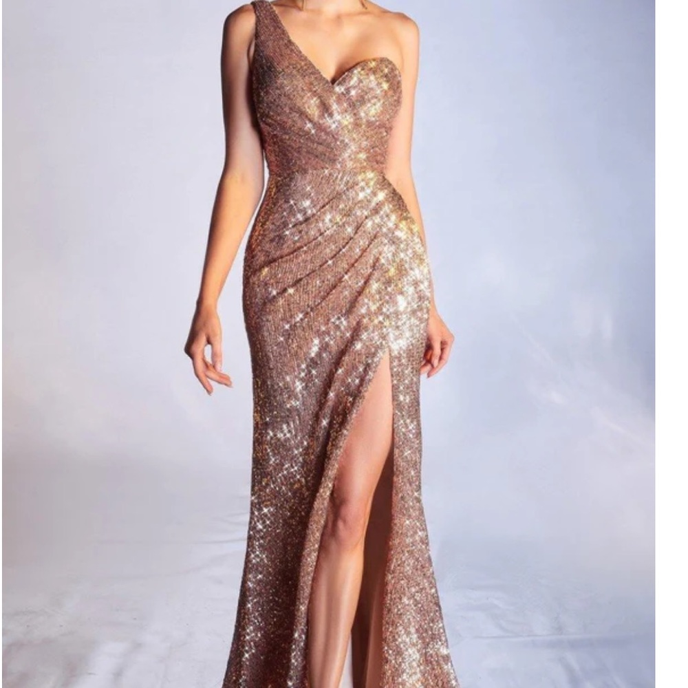 Prom Gold Sequin One-Shoulder Dress